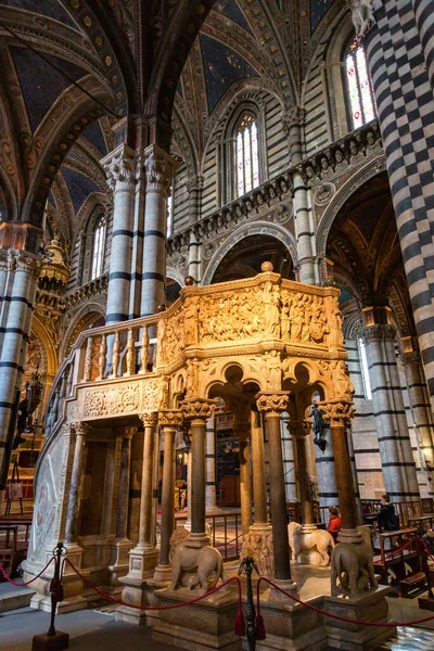 stock image Siena, Italy - APR 7, 2022: Interior view of the Siena Cathedral in Siena, dedicated to the Assumption of Mary.