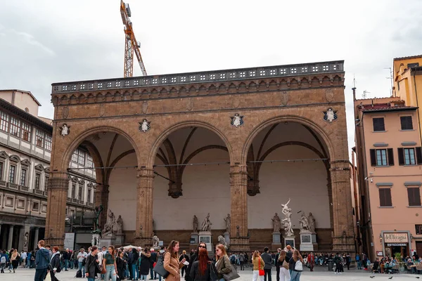 Флоренция Италия Апреля 2022 Года Скульптуры Loggia Dei Lanzi Здании — стоковое фото