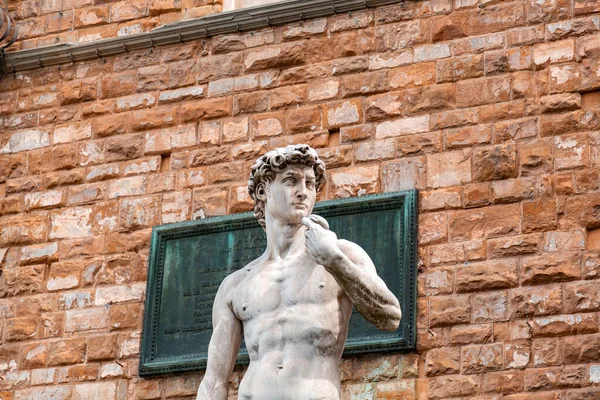 Florencja Włochy Kwietnia 2022 Rzeźba Dawida Michała Anioła Piazza Della — Zdjęcie stockowe