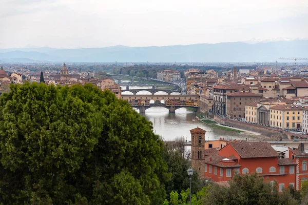 Florencie Itálie Dubna 2022 Panoramatický Pohled Město Florencie Růžových Zahrad — Stock fotografie