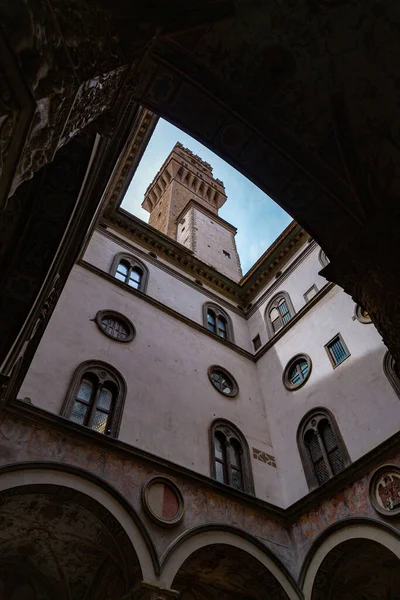 stock image Florence, Italy - April 6, 2022: Palazzio Vecchio, the Old Palace at the Signoria Square in Florence, Tuscany, Italy.