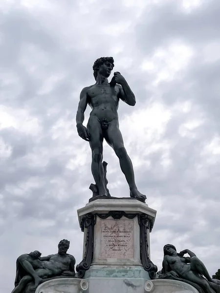 Florencia Italia Abr 2022 Réplica Escultura David Piazzale Michelangelo Una —  Fotos de Stock