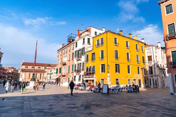 stock image Venice, Italy - April 2, 2022: Campo Santo Stefano is a city square near the Ponte dell'Accademia, in the sestiere of San Marco, Venice, Italy.