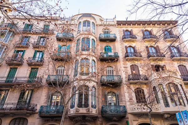 Barcelona Spain February 2022 Buildings Passeig Gracia One Main Avenues — стокове фото