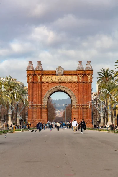 Barcelona Spanje Februari 2022 Triomfboog Arc Triomf Het Catalaans Gebouwd — Stockfoto