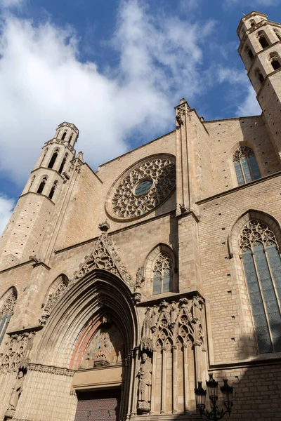 Барселона Іспанія Feb 2022 Santa Maria Del Mar Church Ribera — стокове фото