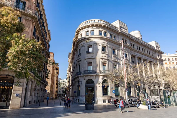 Barcelona Spanien Februari 2022 Bbva Bankens Kontor Barcelona Placita Seu — Stockfoto