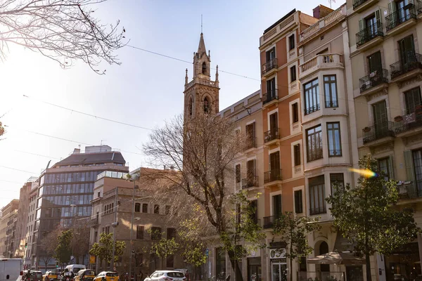 Барселона Испания Feb 2022 Генуэзская Архитектура Вид Улицу Барселоне Каталония — стоковое фото