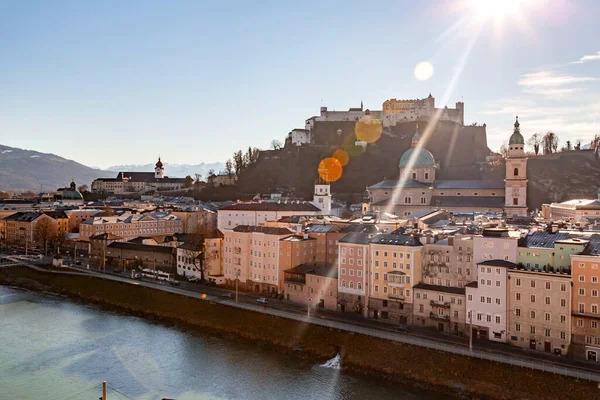 Salzburg Oostenrijk December 2021 Uitzicht Vesting Hohensalzburg Festung Hohensalzburg Een — Stockfoto