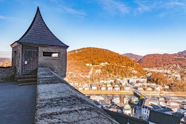 Salzburg Austria Grudnia 2021 Widok Twierdzę Hohensalzburg Lub Festung Hohensalzburg — Zdjęcie stockowe