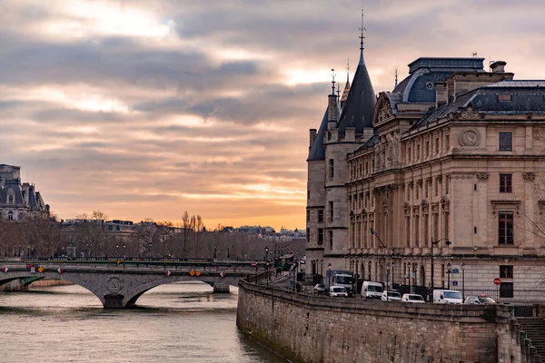 Paris France January 2022 Buildings Typical French Architecture Seine River — Stock Photo, Image