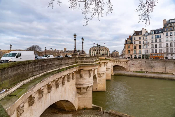 Paris France January 2022 Buildings Typical French Architecture Seine River — Foto Stock