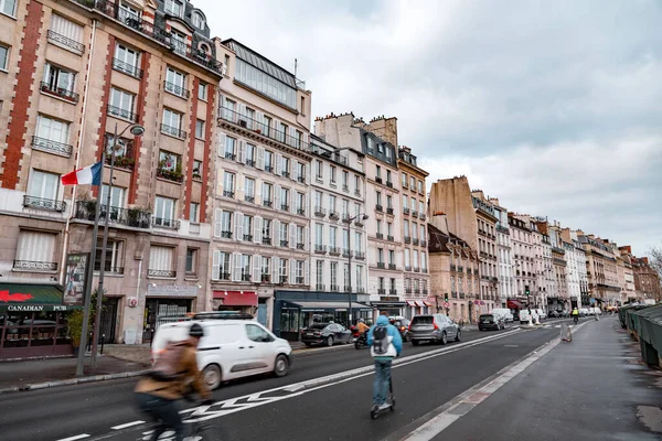Париж Франция Января 2022 Года Общий Вид Улицу Парижа Столицы — стоковое фото