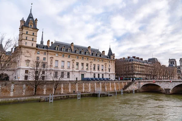 Paris France January 2022 Buildings Typical French Architecture Seine River — Stock Photo, Image
