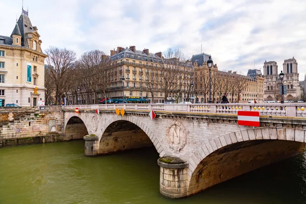 Paris França Janeiro 2022 Pont Saint Michel Uma Ponte Que — Fotografia de Stock
