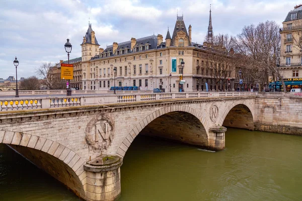 Parigi Francia Gennaio 2022 Pont Saint Michel Ponte Che Collega — Foto Stock
