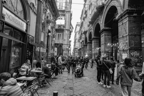 Naples Italy April 2022 Dei Tribunali Busy Touristic Street Old — Stock Photo, Image