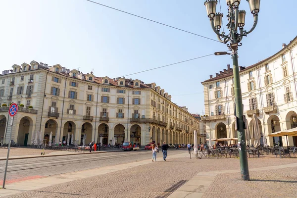 意大利都灵 2022年3月28日 维托里奥维托里奥广场 Piazza Vittorio Veneto 也被称为维托里奥广场 Piazza Vittorio Veneto — 图库照片