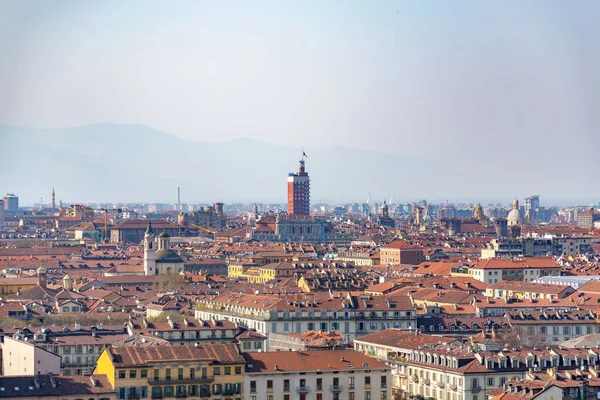 意大利都灵 2022年3月28日 意大利皮埃蒙特地区首府都灵的空中景观 — 图库照片