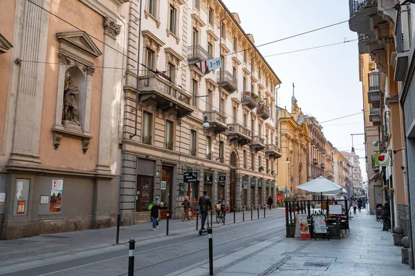 Torino Olaszország Március 2022 Tipikus Olasz Építészet Utcakép Torinóban Piemonte — Stock Fotó