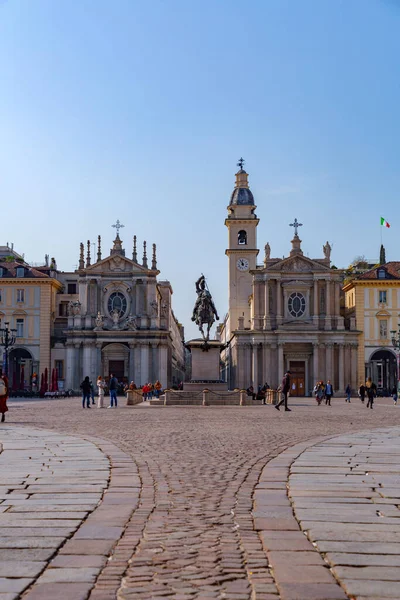 Turin Italy March 2022 Piazza San Carlo One Historic Pedestrianized — Stock Photo, Image