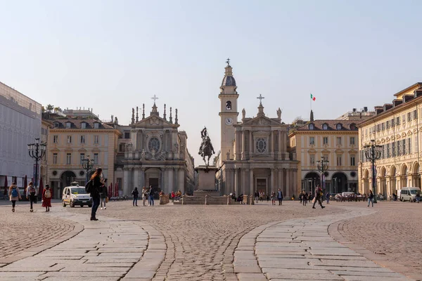 Turin Italy March 2022 Piazza San Carlo One Historic Pedestrianized — Stock Photo, Image