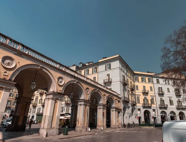 Turín Itálie Března 2022 Typická Italská Architektura Pohled Ulici Turíně — Stock fotografie