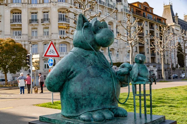 Женева Швейцария Марта 2022 Года Выставка Скульптур Chat Созданная Бельгийским — стоковое фото