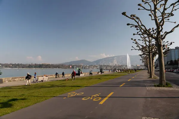 Geneva Switzerland March 2022 Beautiful Urban Landscaping Perle Lac Park — Stock Photo, Image
