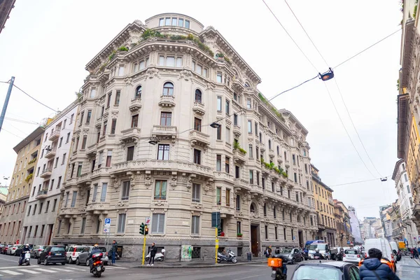 Milão Itália Março Edifícios Típicos Italianos Vista Rua Milão Capital — Fotografia de Stock