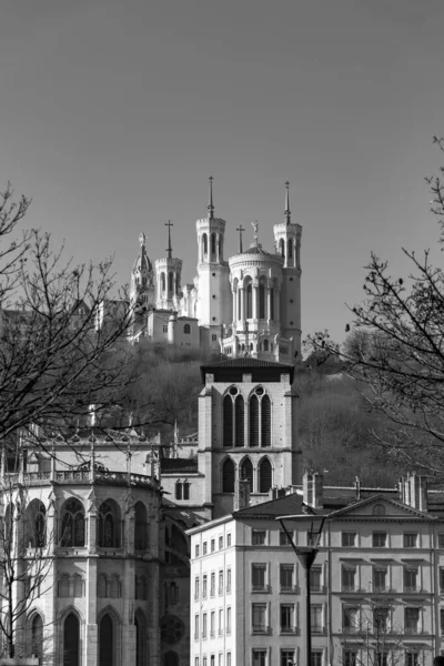 Lyon Frankrike Januari 2022 Notre Dame Fourviere Basilikan Fourviere Hill — Stockfoto