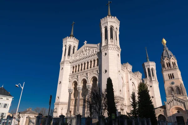 Lyon Frankreich Januar 2022 Die Basilika Notre Dame Fourviere Auf — Stockfoto