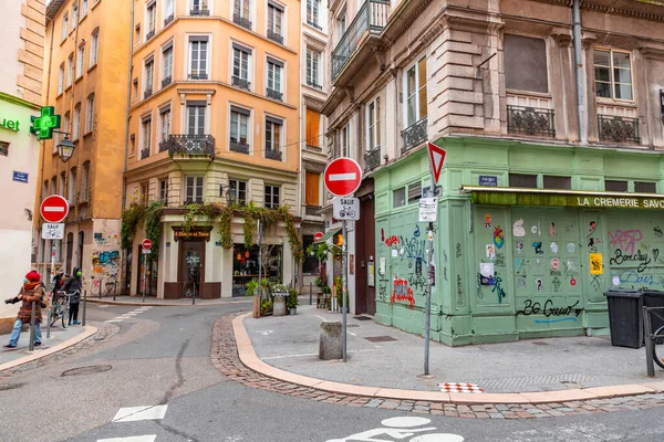 Lyon France January 2022 Street View Buildings Old Town Lyon — Stock Photo, Image