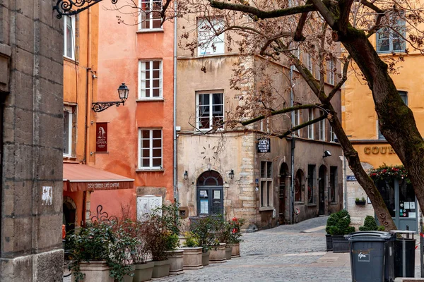 法国里昂 2022年1月26日 法国里昂老城 Vieux Lyon 的街景和建筑物 — 图库照片