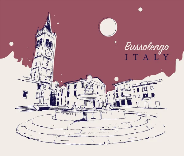 意大利威洛纳省Bussolengo镇的矢量手绘示意图 — 图库矢量图片