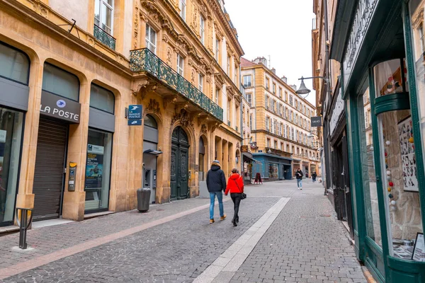 Metz Franciaország Január 2022 Street View Tipikus Francia Épületek Város — Stock Fotó