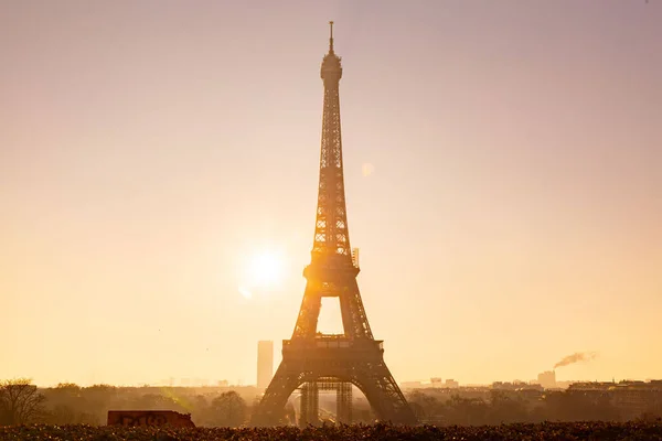 Parijs Frankrijk Jan 2022 Iconische Eiffeltoren Smeedijzeren Roostertoren Ontworpen Door — Stockfoto
