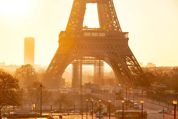 Париж Франция Jan 2022 Iconic Eiffel Tower Wrought Iron Lattice — стоковое фото