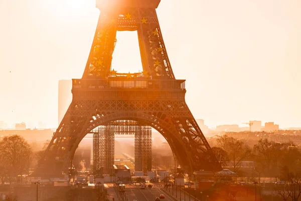 Parijs Frankrijk Jan 2022 Iconische Eiffeltoren Smeedijzeren Roostertoren Ontworpen Door — Stockfoto