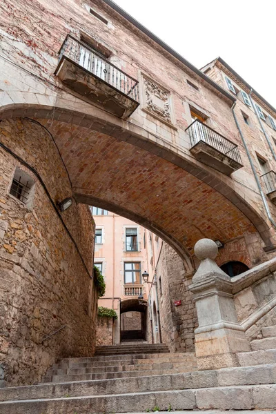 Girona Catalonia Spain Feb 2022 Beautiful Steps Archway Pujada Sant — Stock Photo, Image