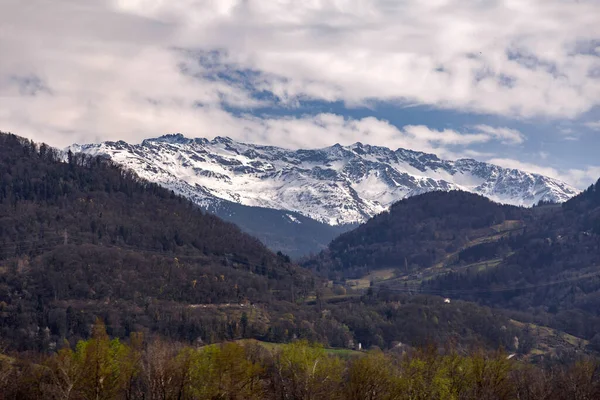 Schöne Aussicht Von Den Alpen Der Grenze Zwischen Frankreich Und — Stockfoto
