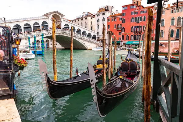 Venezia Italia April 2022 Rialto Broen Ponte Rialto Den Eldste – stockfoto