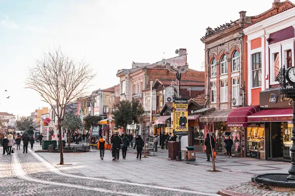 stock image Edirne, Turkiye - January 14, 2024: Generic architecture and street view from the central district of Edirne, a city located in the northwest end of Turkiye.