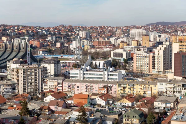 Pristina Kosovo February 2024 Aerial Street View Cathedral Mother Teresa — Stock Photo, Image