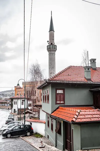 Sarajevo Bosnië Herzegovina Feb 2024 Typisch Bosnische Architectuur Stadsgezicht Aan — Stockfoto