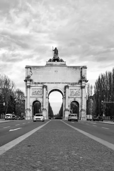Munich Germany December 2021 Siegestor Victory Gate Munich Three Arched — Fotografia de Stock