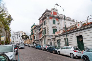 Naples, Italy - April 10, 2022: Pedamentina stepway that leads to Castel Sant'Elmo in Naples, Italy clipart