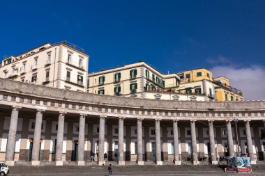 Naples, Italy - April 9, 2022: Piazza del Plabiscito, named after the plebiscite taken on October 21, 1860, that brought Naples into the unified Kingdom of Italy. clipart