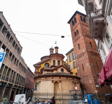 Milan, Italy - 30 March 2022: Santa Maria presso San Satiro is a church in Milan, built in the Italian Renaissance style between 1476 and1482. clipart