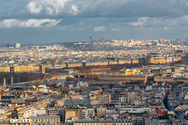 Parijs Frankrijk Januari 2022 Luchtfoto Van Parijs Franse Hoofdstad Vanaf Rechtenvrije Stockfoto's